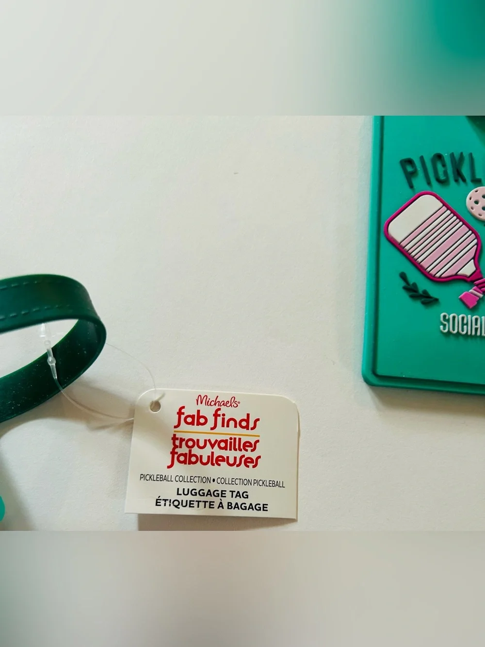 New 2 Pickleball Luggage Tags Green and Pink